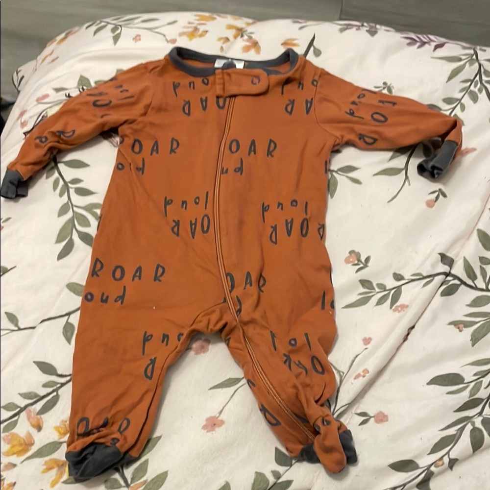 Gerber Cozy Orange and Gray Footies One Pieces